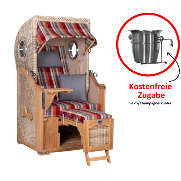 Strandkorb Düne Einsitzer Dessin 584 inkl. Sekt-/Champagnerkühler