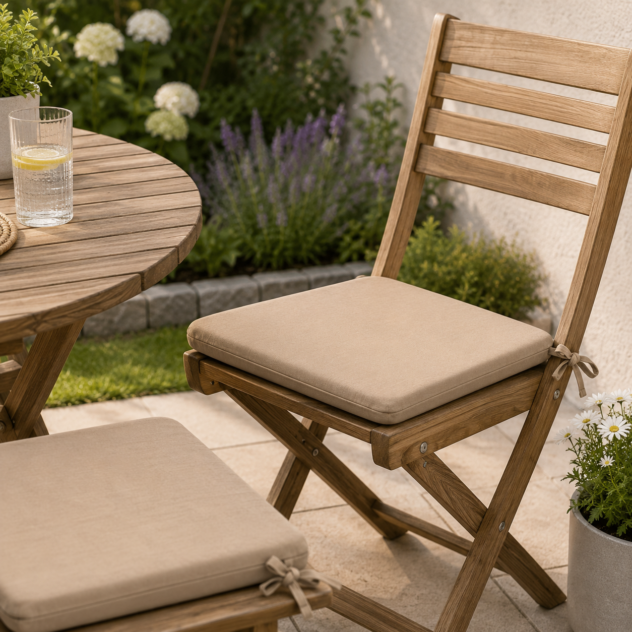 Sitzkissen 2er Set uni taupe ca. 50x50 cm