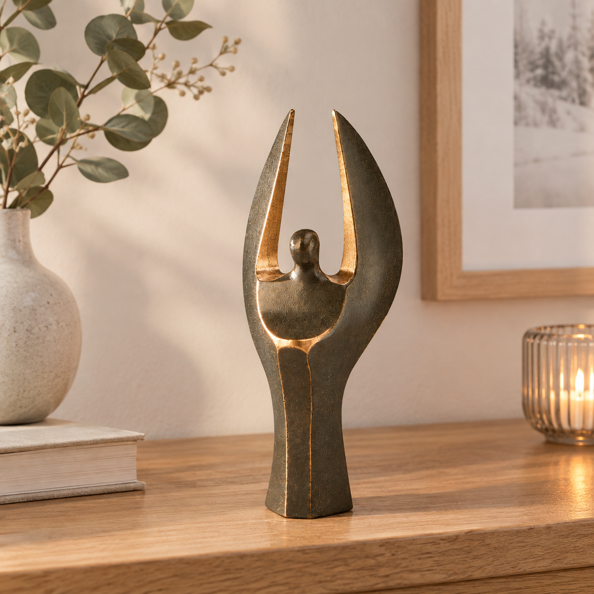 Bronzefigur Harmonie Engel 14cm