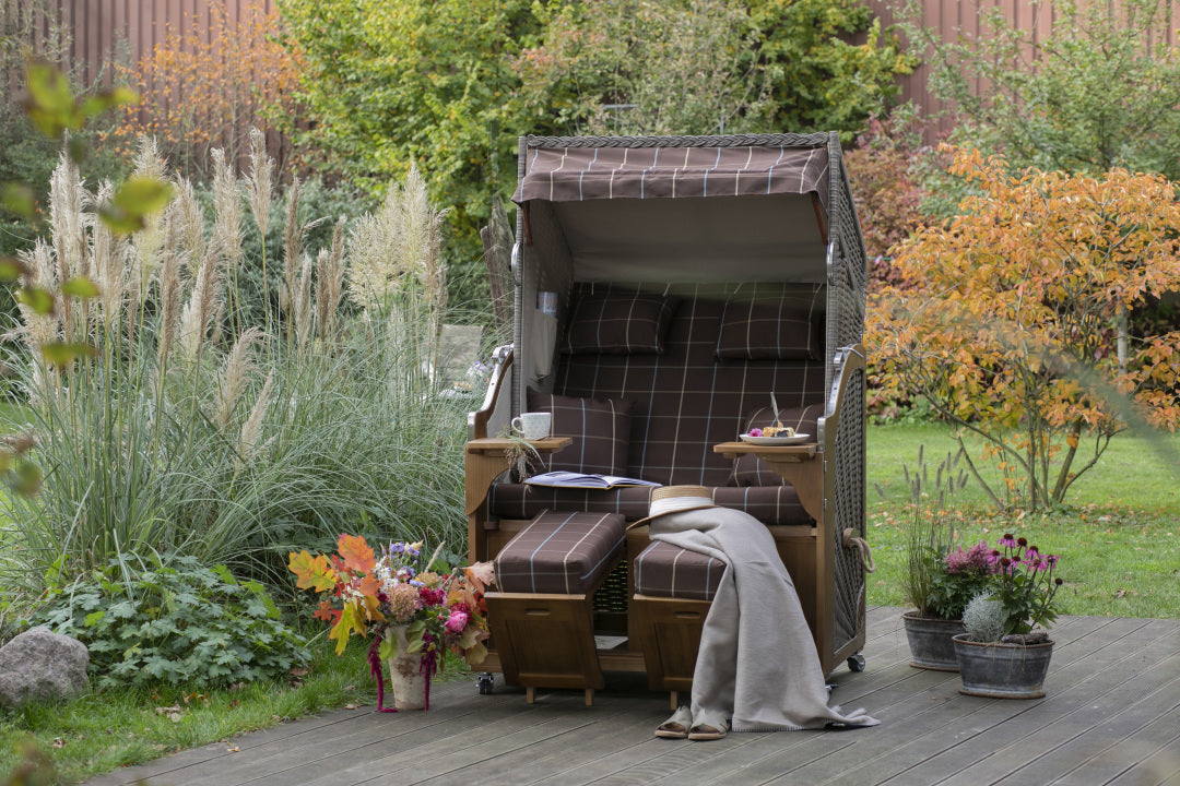 Strandkorb Schleswig Dessin 556 inkl. Sekt-/Champagnerkühler