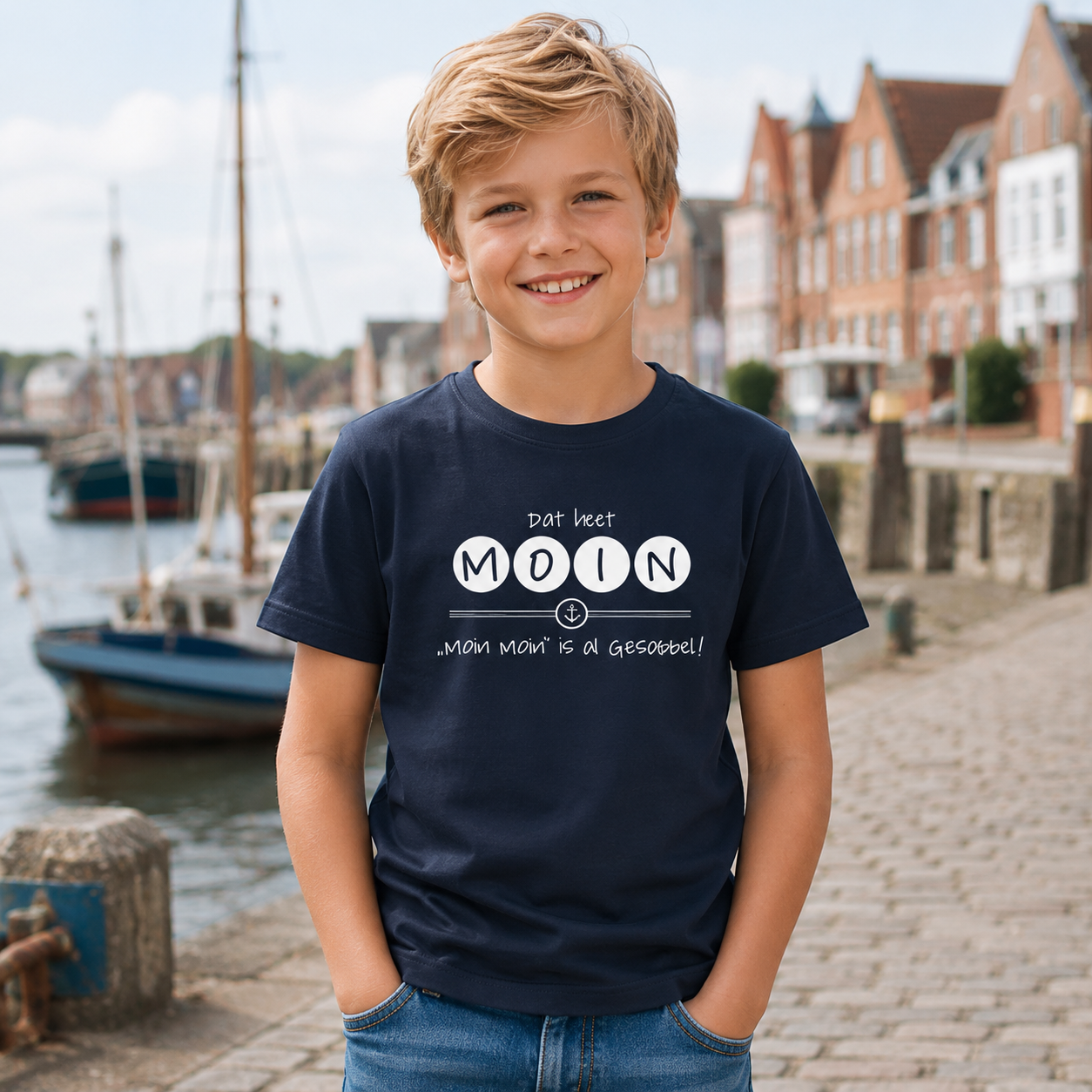 T-Shirt "Dat heet MOIN - Moin Moin is al Gesabbel" för Kinner