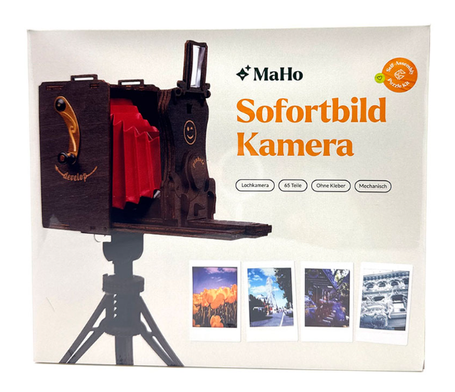 Vorteilsaktion: 3D-Holzpuzzle, Sofortbildkamera Bausatz inkl. Fujifilm Instax + gratis Stativ