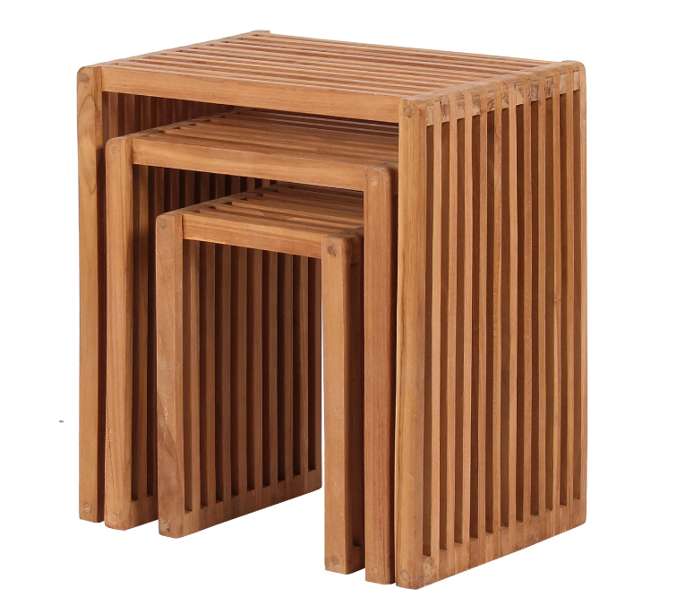 Teakholz Beistelltische 3er Set-Kombination