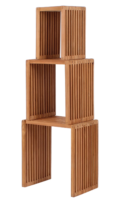 Teakholz Beistelltische 3er Set-Kombination