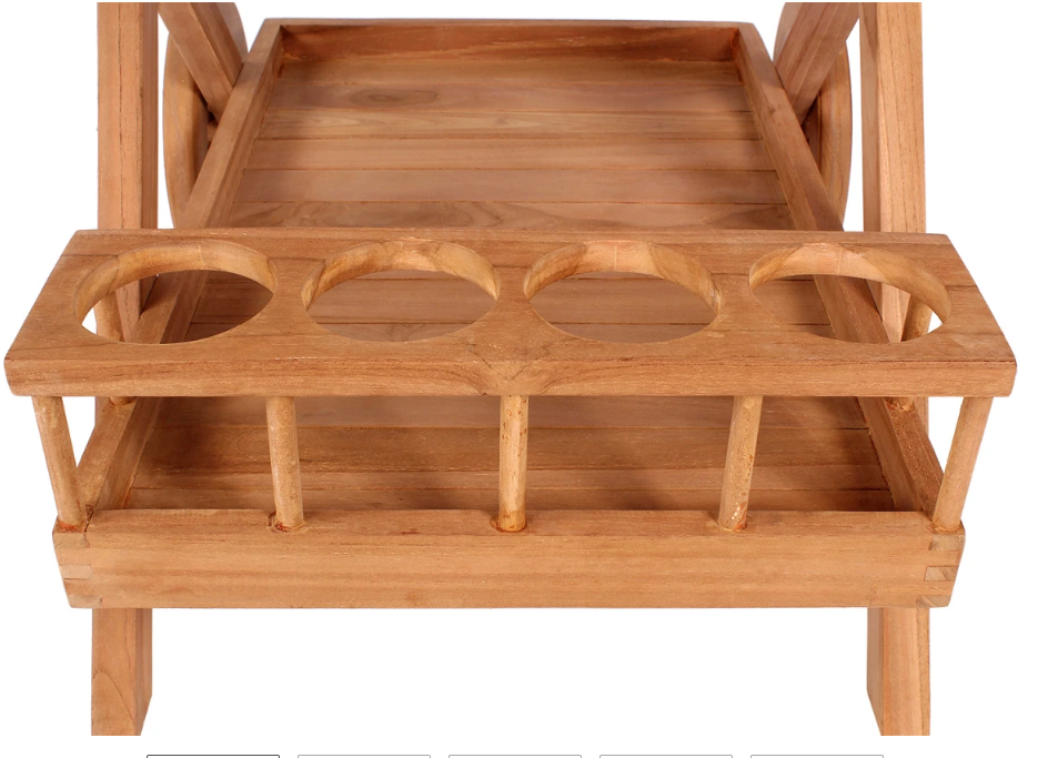 Teakholz Servierwagen mit Rollen Chester