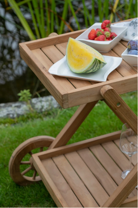 Teakholz Servierwagen mit Rollen Chester