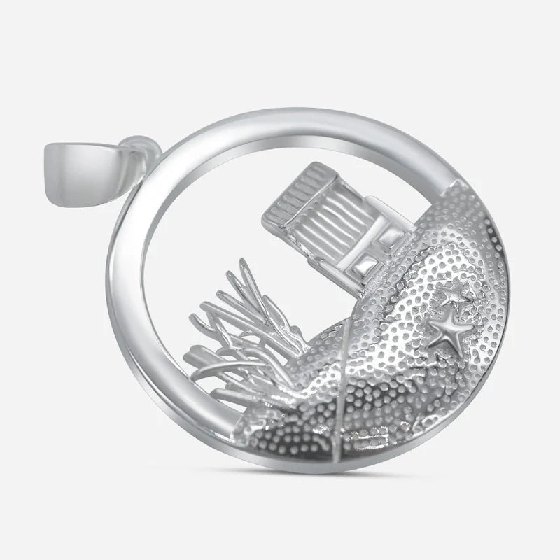 Kettenanhänger Strandkorb Rund / Düne - Silber