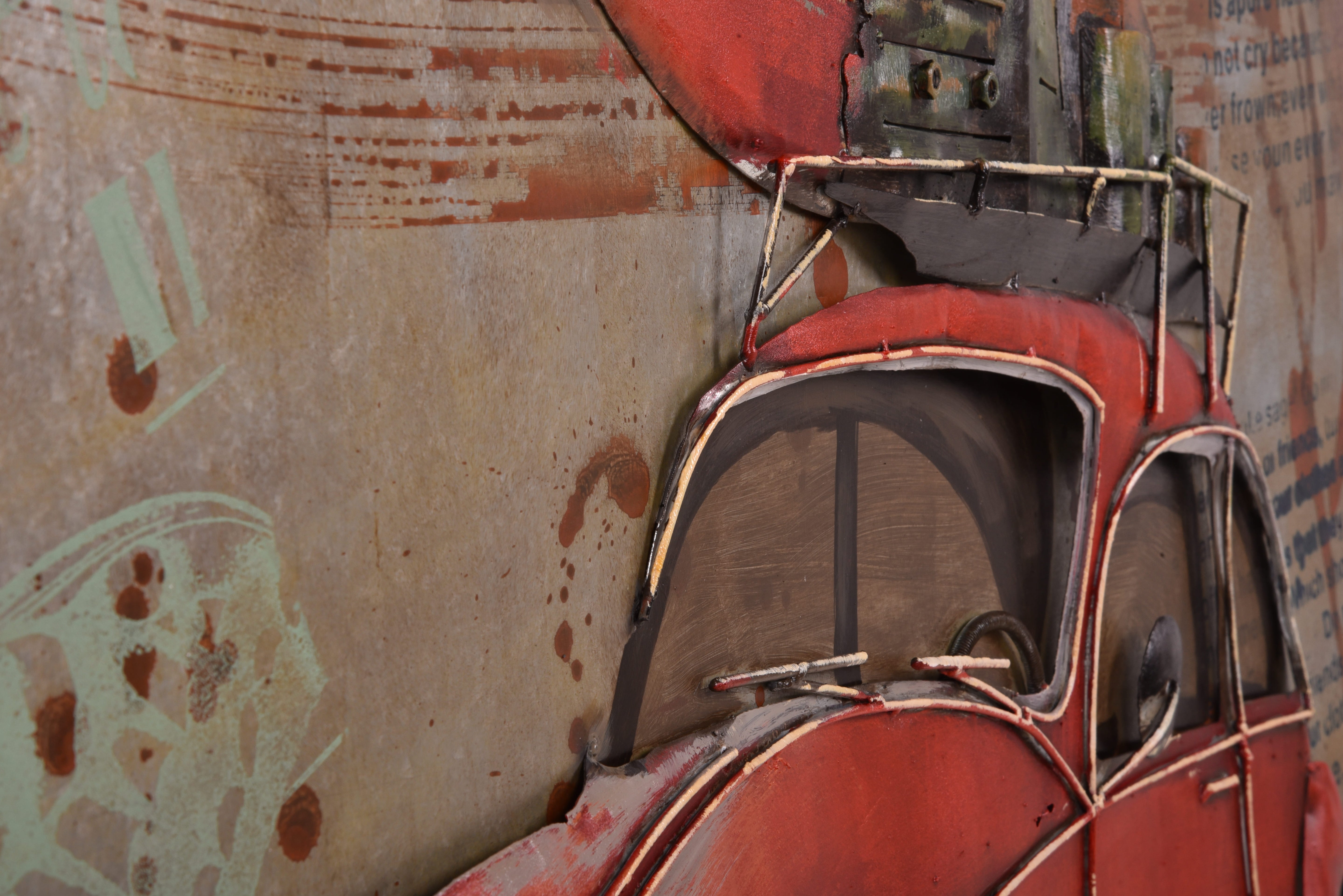 3D Metallbild Auto mit Gepäck