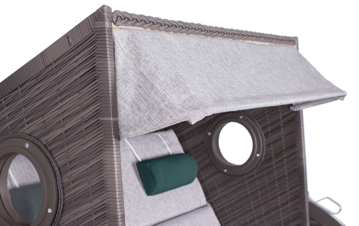 Strandkorb deVries PURE® Wave XL PE grey Des. 484 inkl. Sekt-/Champagnerkühler