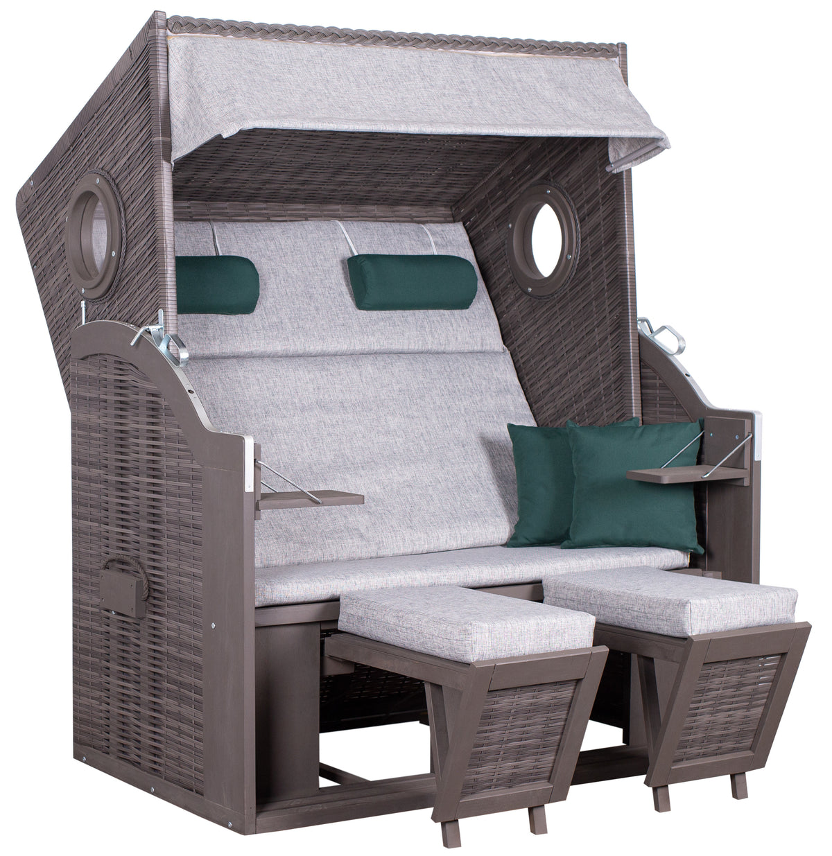 Strandkorb deVries PURE® Wave XL PE grey Des. 484 inkl. Sekt-/Champagnerkühler