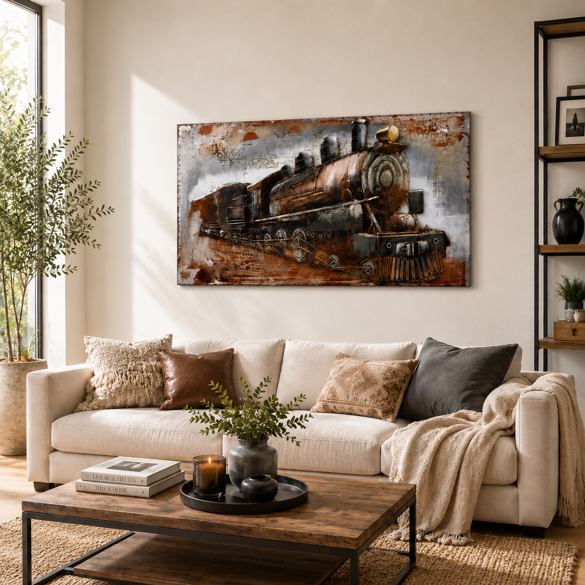 3D Metallbild Dampflok