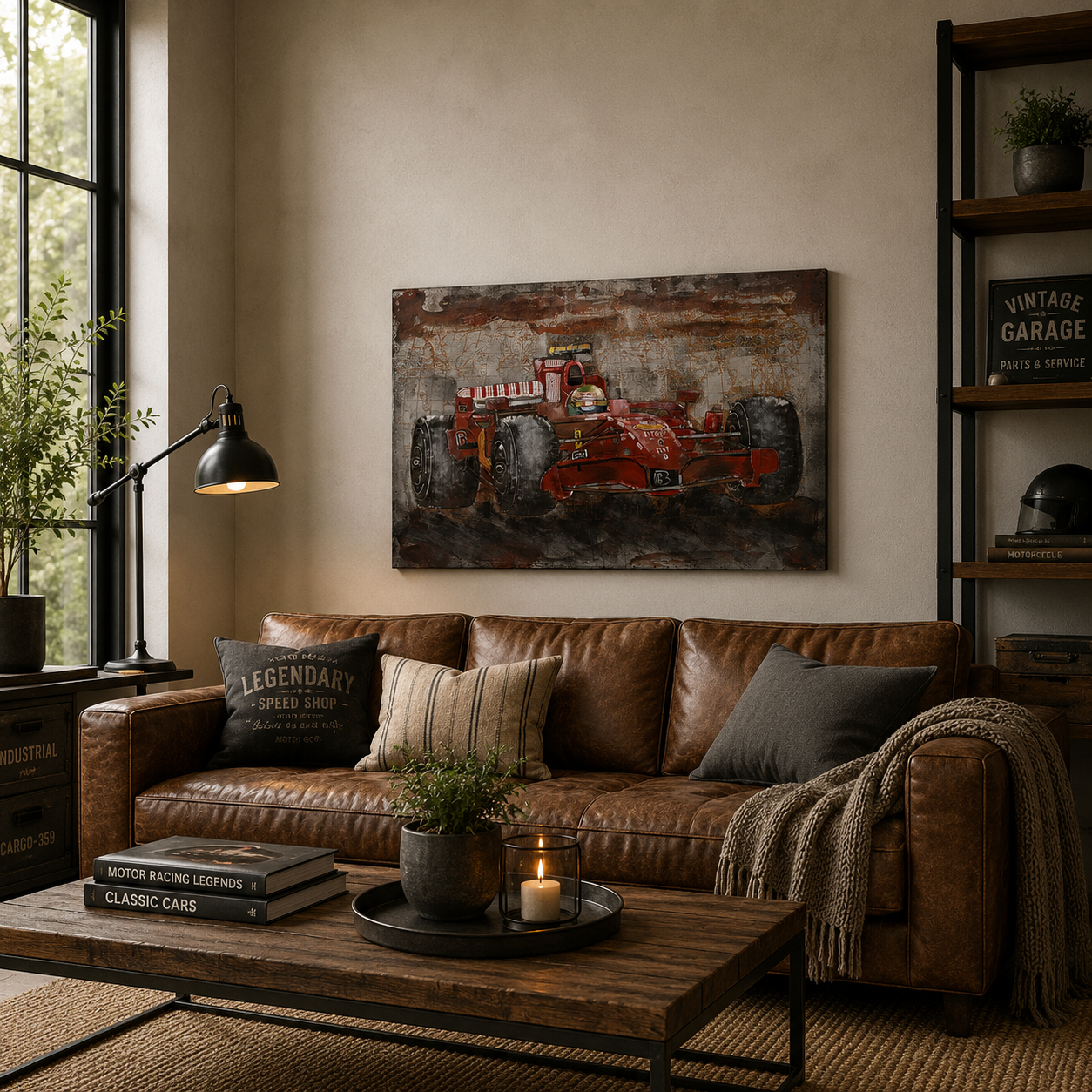 3D Metallbild Rennwagen