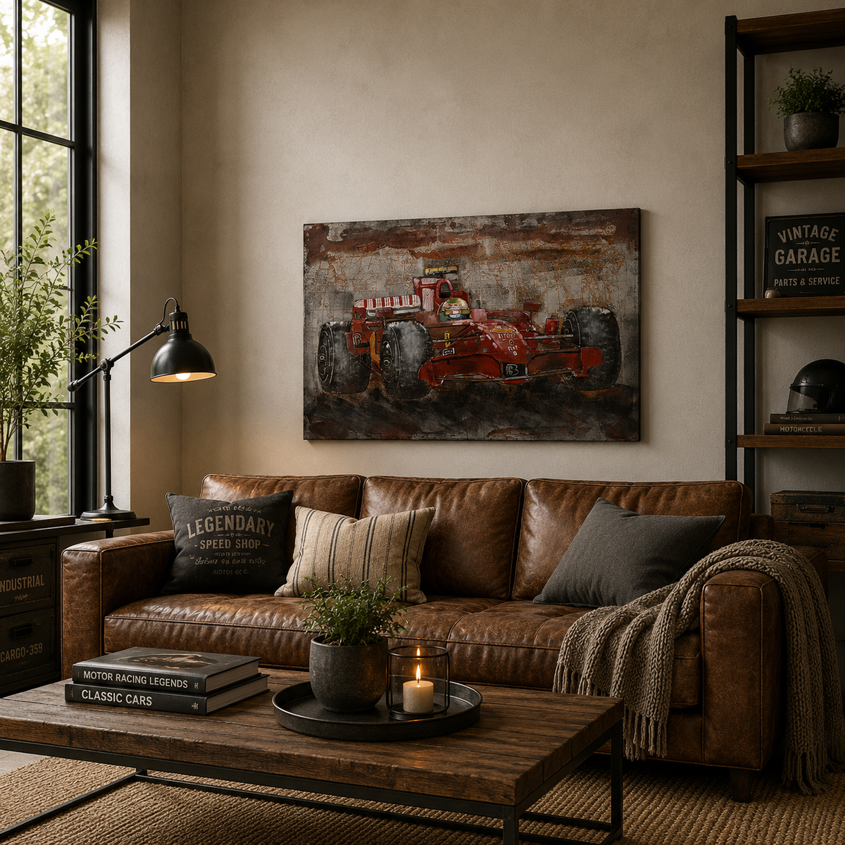 3D Metallbild Rennwagen