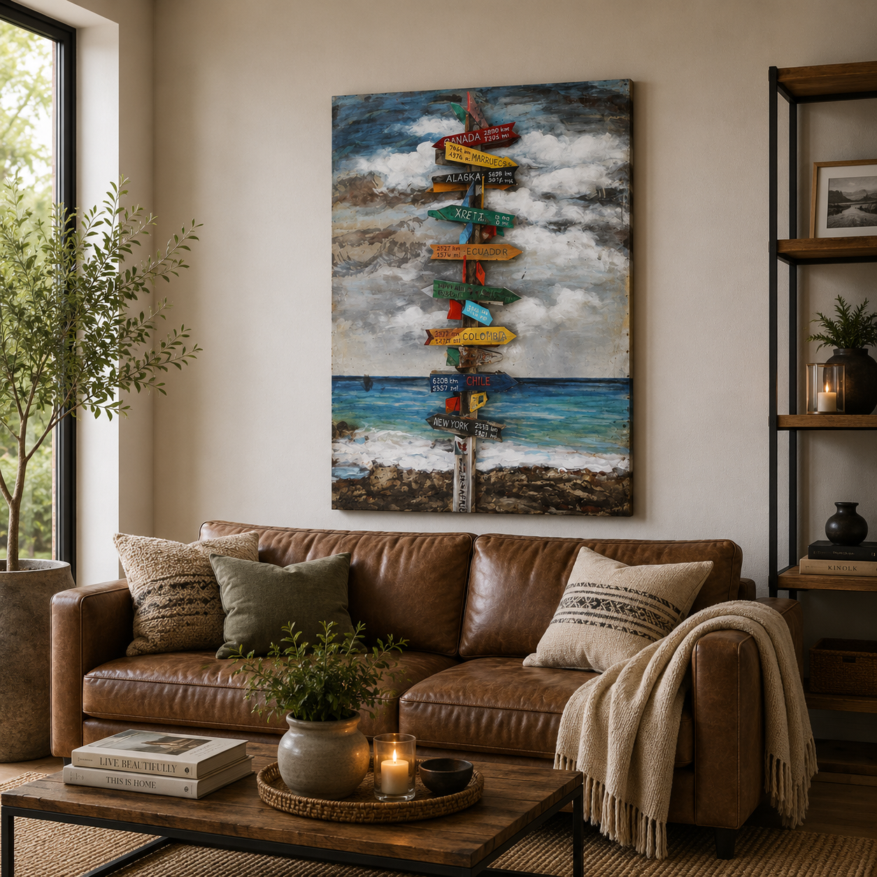 3D Metallbild Wegweiser