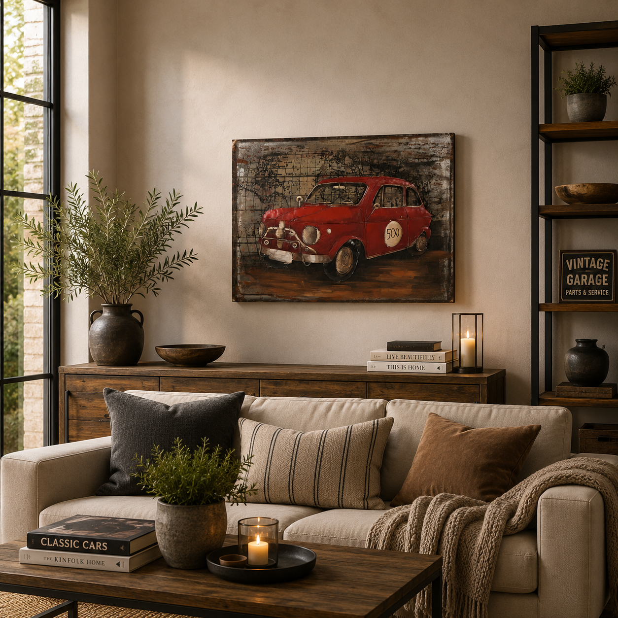 3D Metallbild rotes Auto