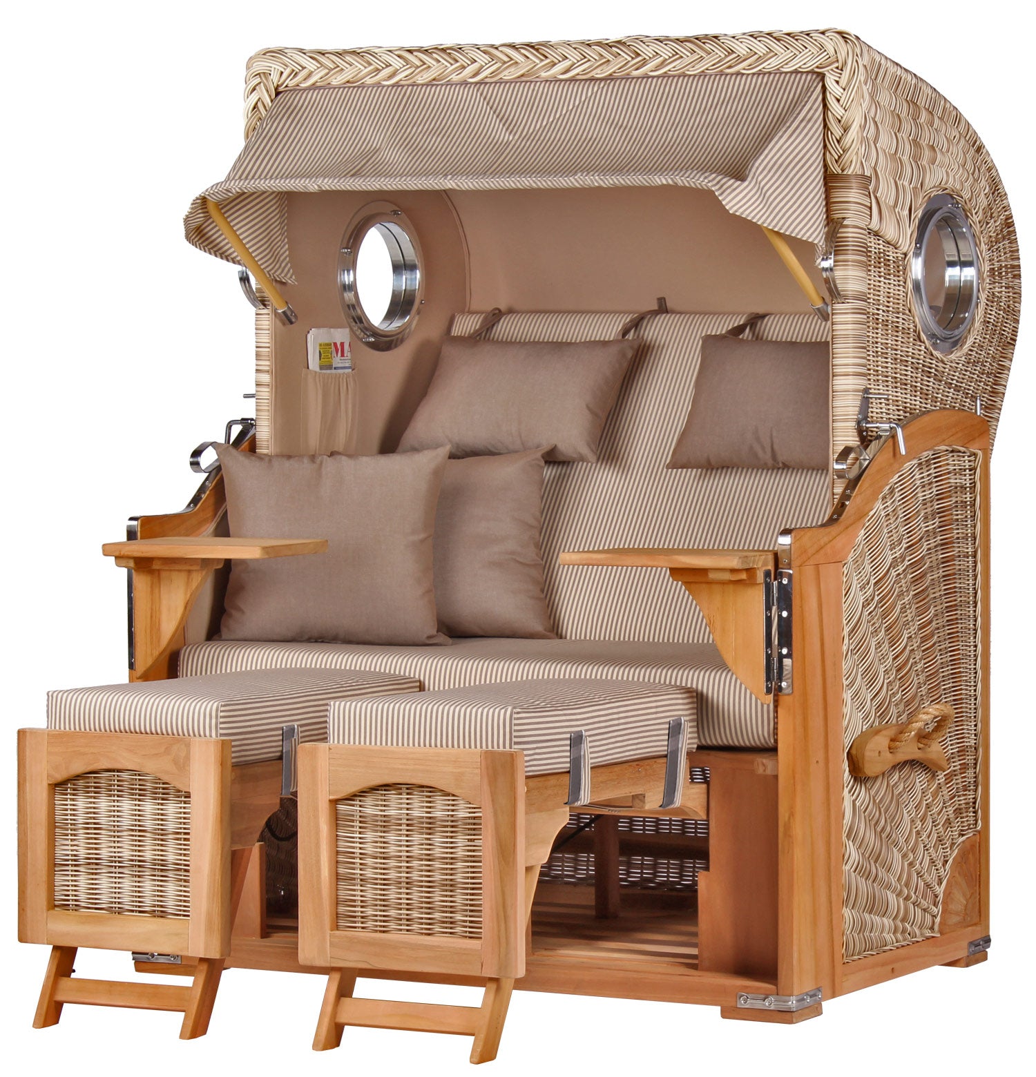 Strandkorb Düne Teak Bullauge Dessin 510 inkl. Feuerschale IDAHO