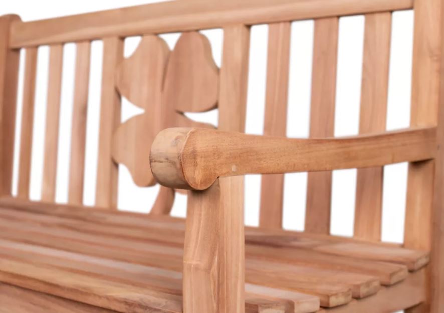 Teakholz Gartenbank Kleeblatt 120 cm