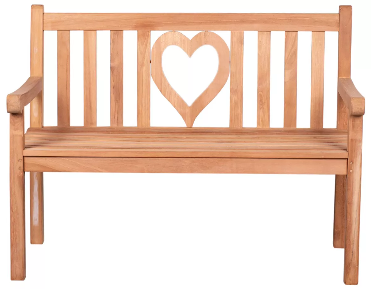 Teakholz Gartenbank Herz 120 cm
