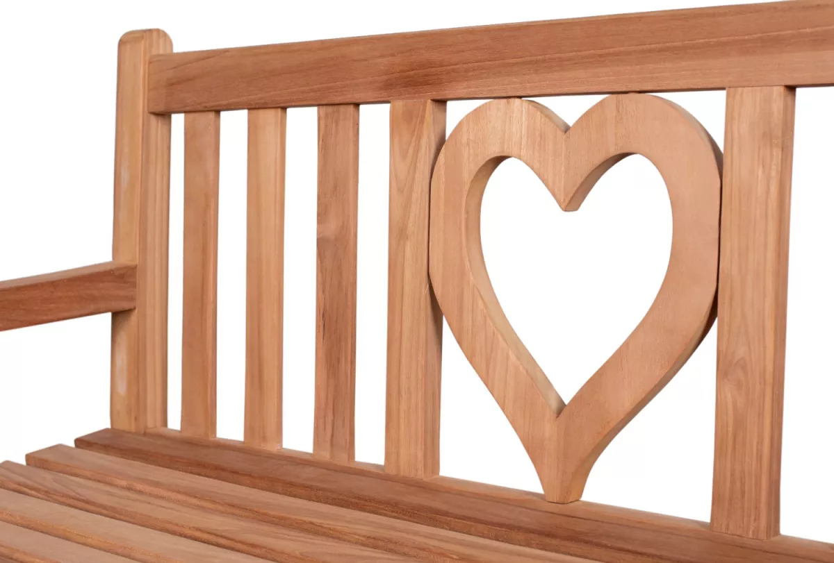 Teakholz Gartenbank Herz 120 cm