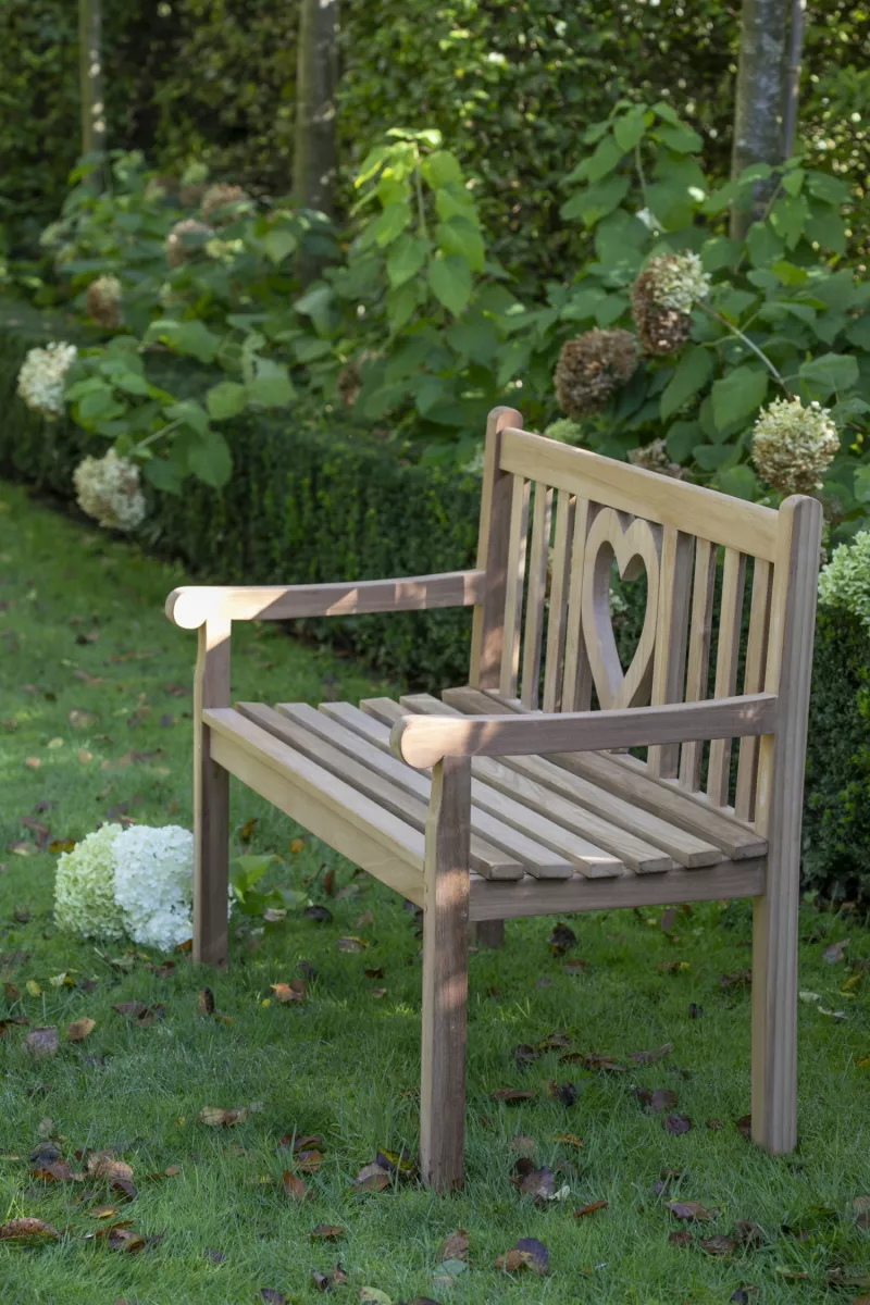 Teakholz Gartenbank Herz 120 cm