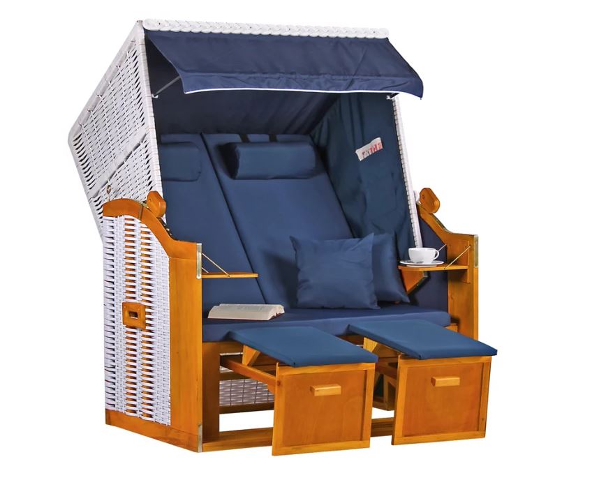 strandkorb-ostsee-wacholder-pe-weiß-dessin-uni-blau-inkl-feuerschale-idaho