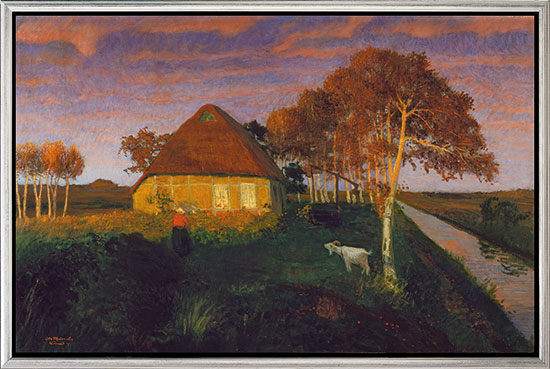 otto-modersohn-bild-moorkate-im-abendsonnenschein-1899-gerahmt