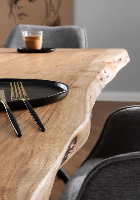 Baumkantentisch Catania Akazie U-Form Gestell (160 x 90 cm)