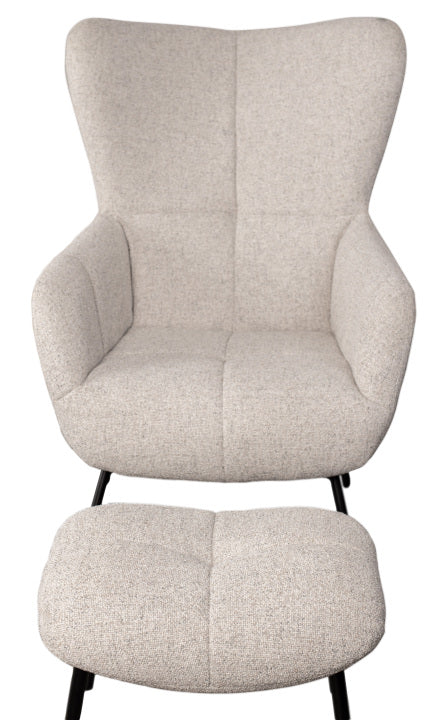 Ohrensessel Sava Beige inkl. Fußhocker