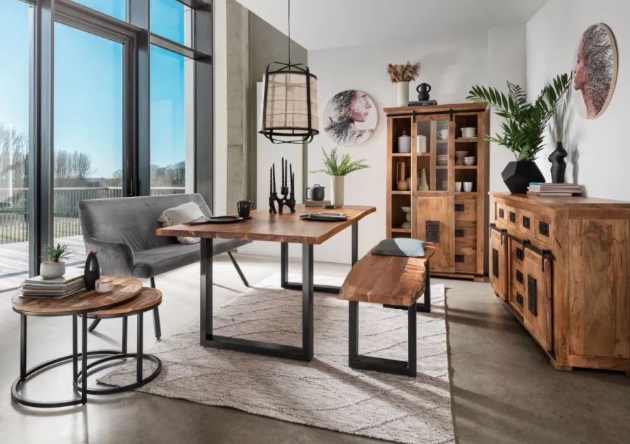 Vintage Vitrine Florenz Mangoholz (100 cm)