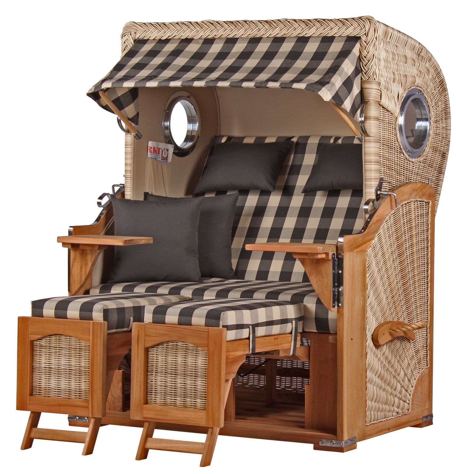 Strandkorb Düne Teak Bullauge Dessin 505 inkl. Feuerschale IDAHO