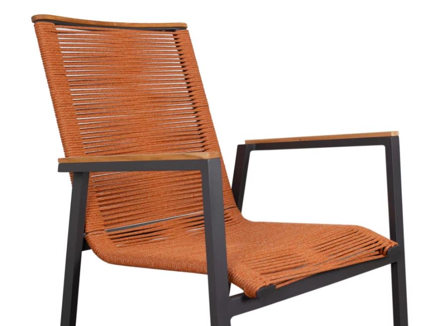 Dining Stapelsessel Alicante Rope Terracotta mit Teakarmlehne