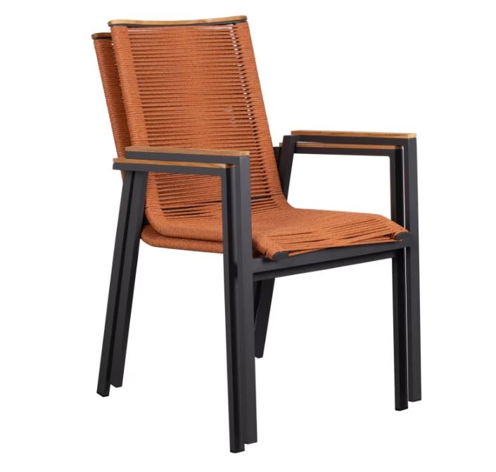 Dining Stapelsessel Alicante Rope Terracotta mit Teakarmlehne