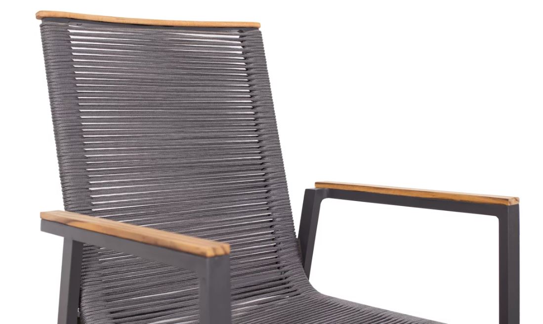 Dining Stapelsessel Alicante Rope anthrazit mit Teakarmlehne