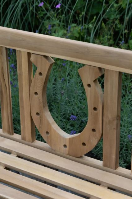 Teakholz Gartenbank Hufeisen 120 cm