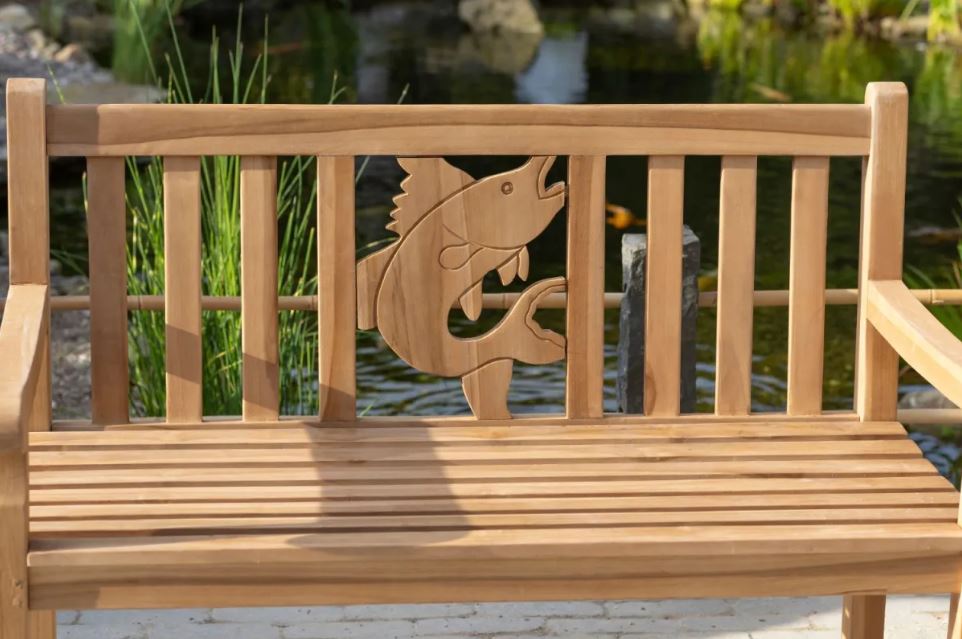 Teakholz Gartenbank Fisch 120 cm