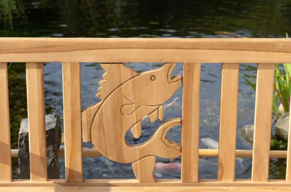 Teakholz Gartenbank Fisch 120 cm