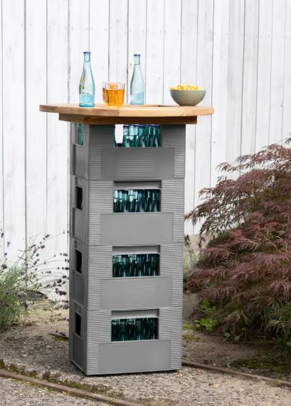 Teakholz Bierkistenaufsatz mit Klappe (ø 70 cm)