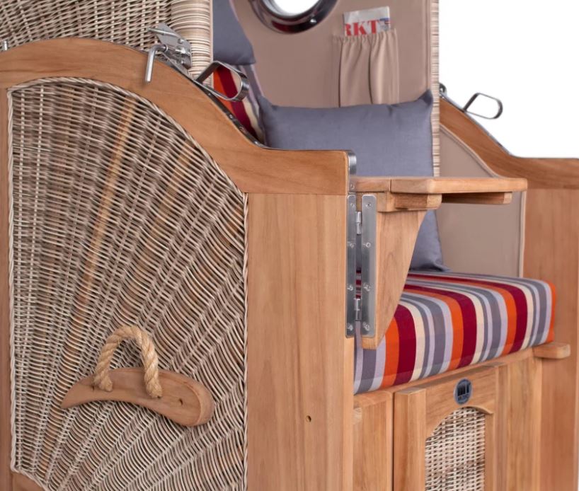 Strandkorb Düne Einsitzer Dessin 584 inkl. Feuerschale IDAHO