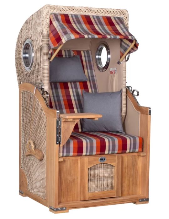 Strandkorb Düne Einsitzer Dessin 584 inkl. Feuerschale IDAHO