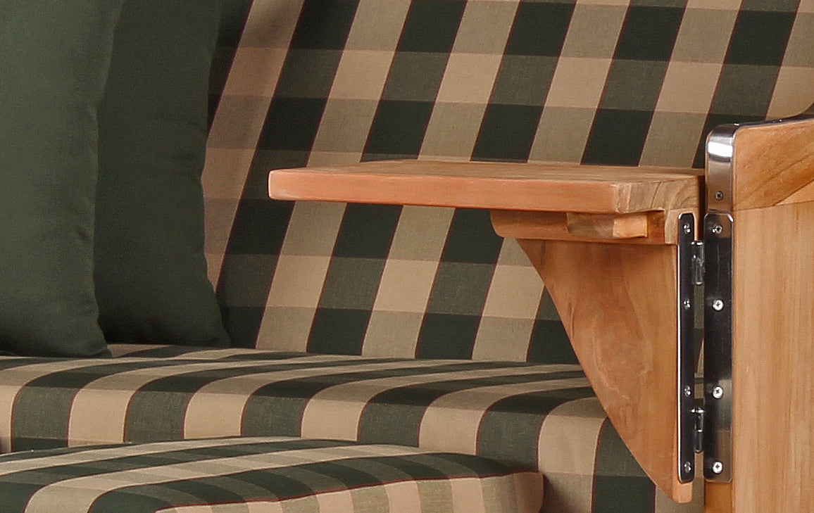 Strandkorb Düne Teak Bullauge Dessin 506 inkl. Feuerschale IDAHO