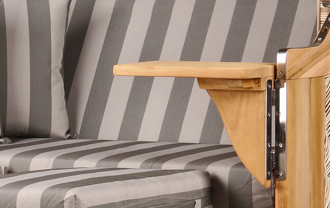 Strandkorb Düne Teak Bullauge Dessin 537 inkl. Feuerschale IDAHO