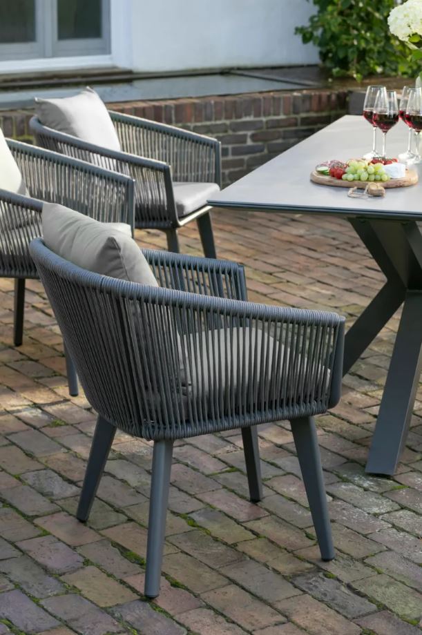 2er Set Diningsessel Cadiz Rope (Aluminium Gestell grau)