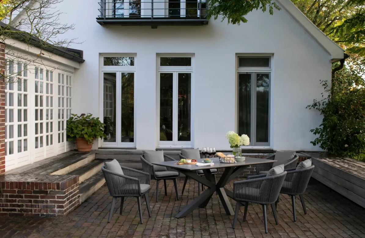 Gartenmöbelset: Tisch Almeria (200 cm) & 6er Set Diningsessel Cadiz