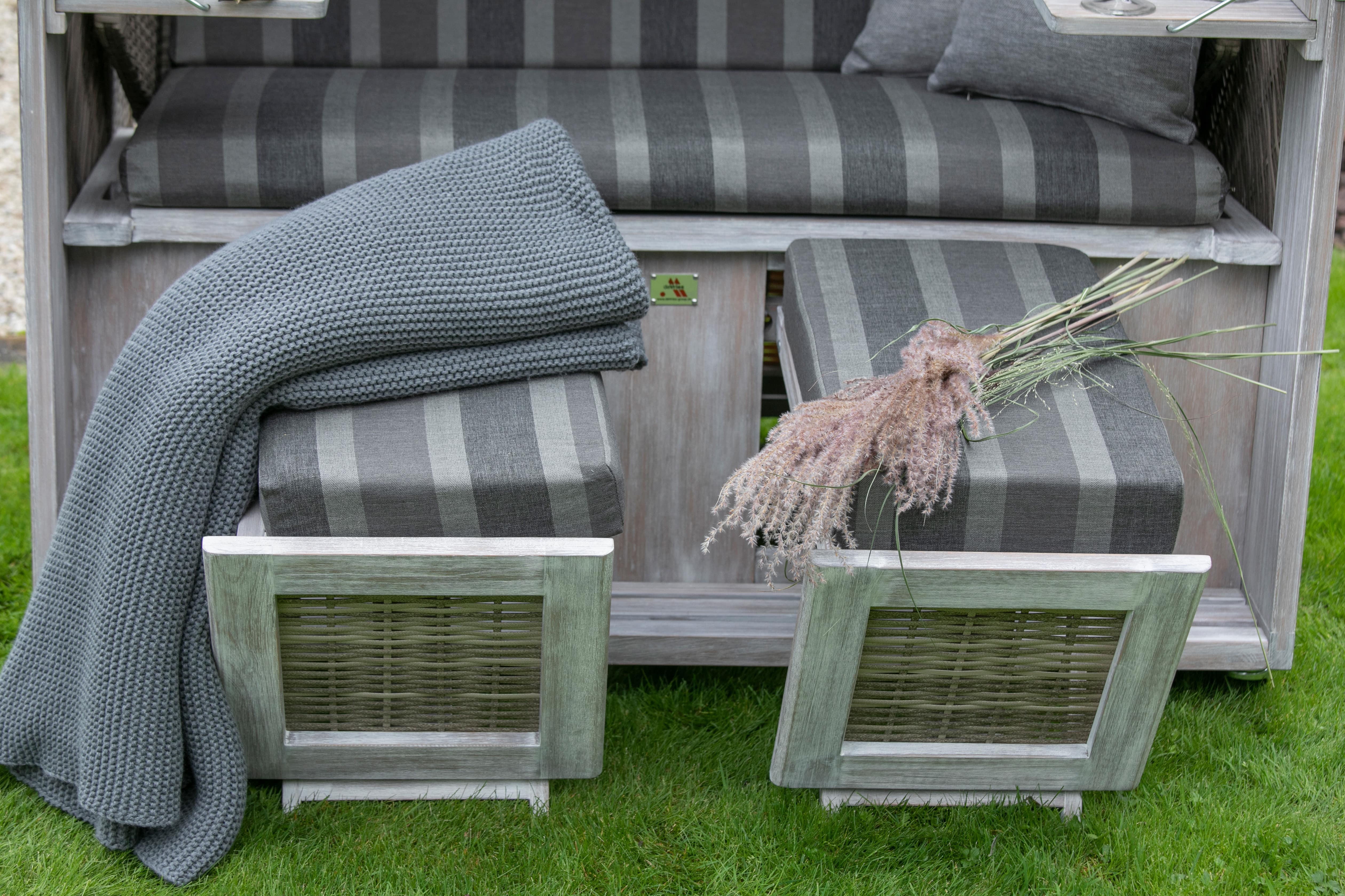 Strandkorb deVries PURE® Classic XL SUN PE white kubu Dessin 402