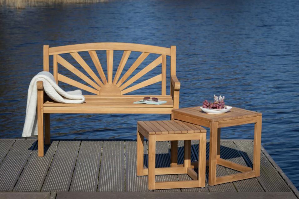 Teakholz Gartenbank Sonne 120 cm