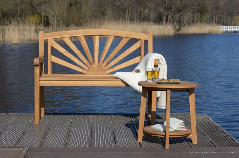 Teakholz Gartenbank Sonne 120 cm