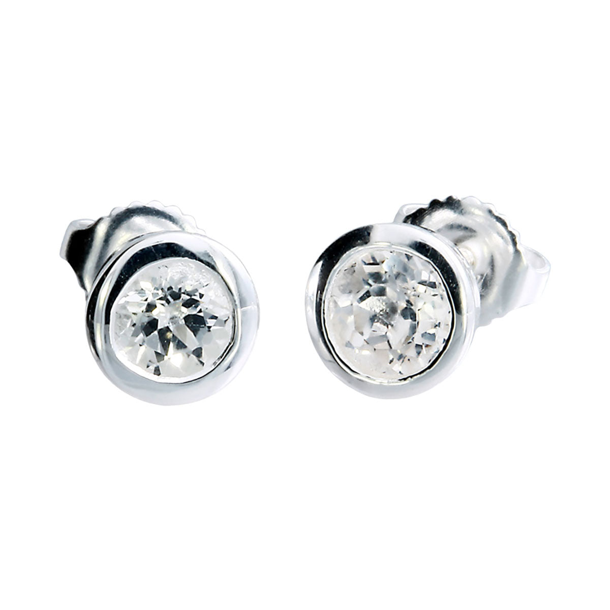 Ohrstecker Silber mit weißem Topas (5mm)