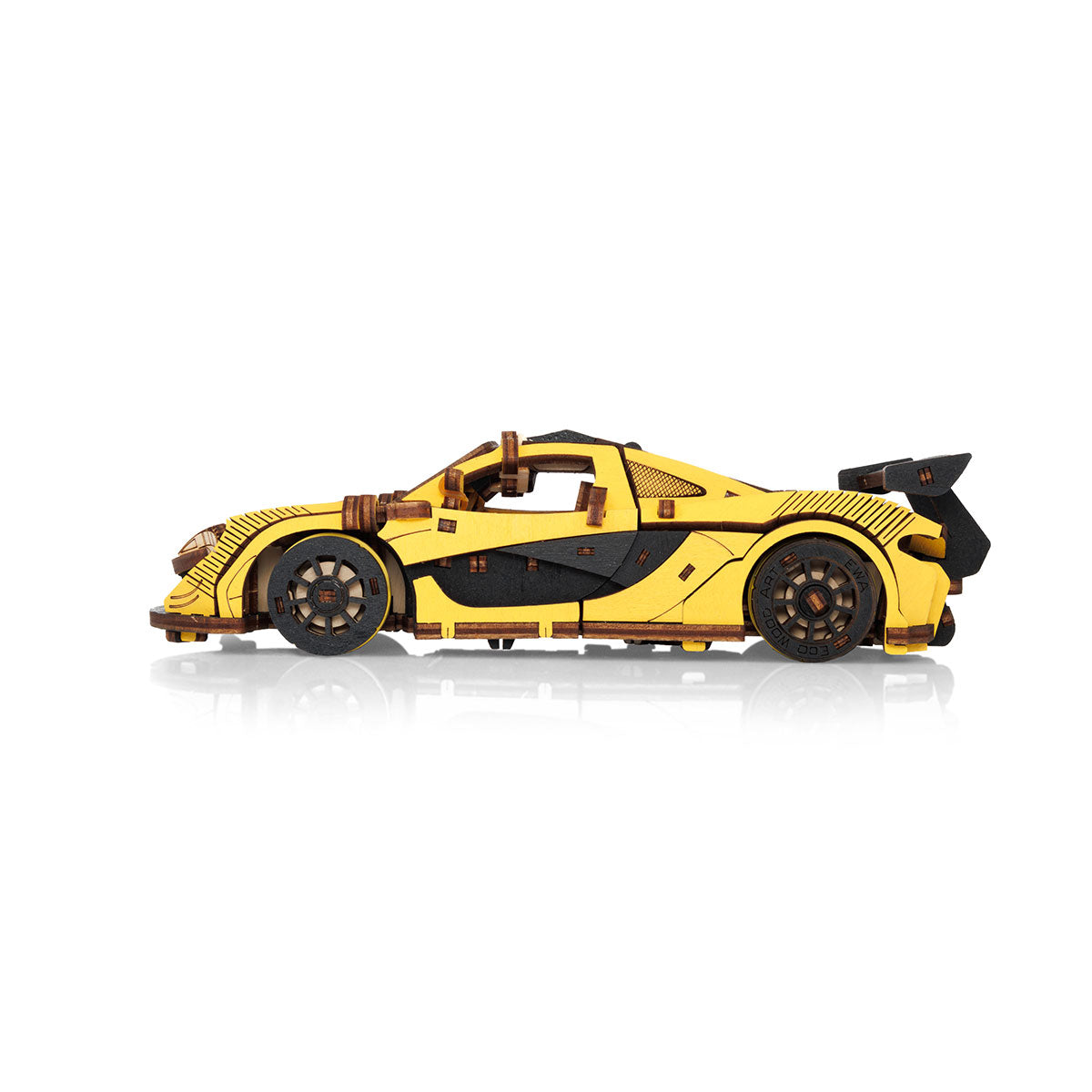 3D-Holzpuzzle Racing Car gelb