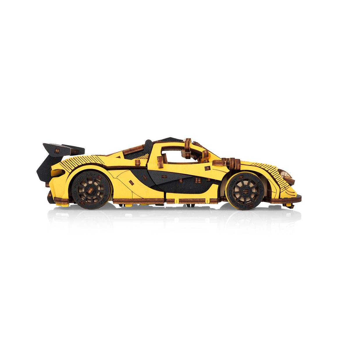 3D-Holzpuzzle Racing Car gelb