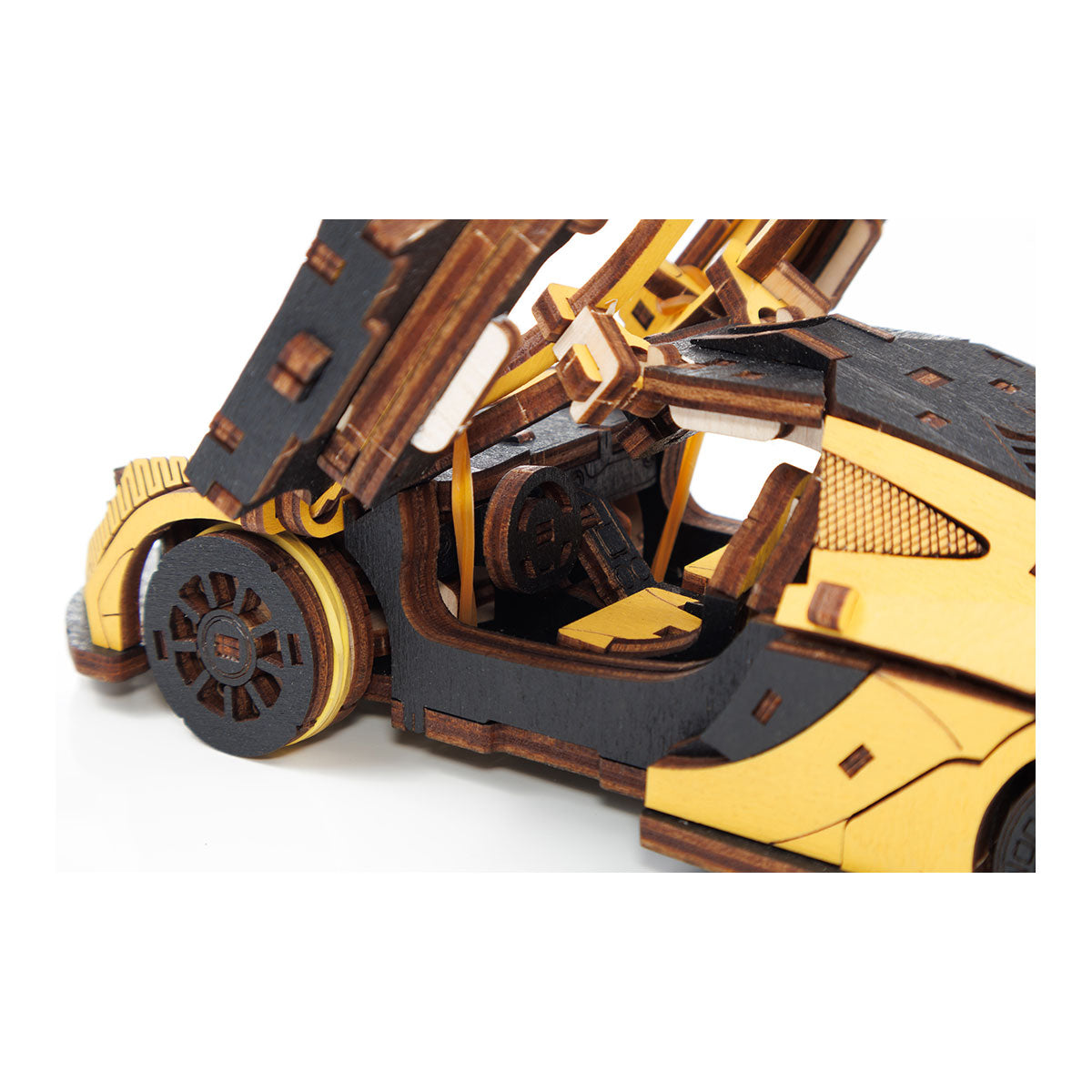 3D-Holzpuzzle Racing Car gelb